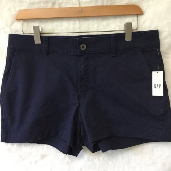 GAP Factory Navy Blue 3'' Mid Rise Khaki Shorts with Washwell - Picture 7 of 12